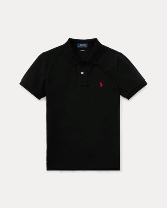 RL BLACK POLO SHIRT- RED LOGO