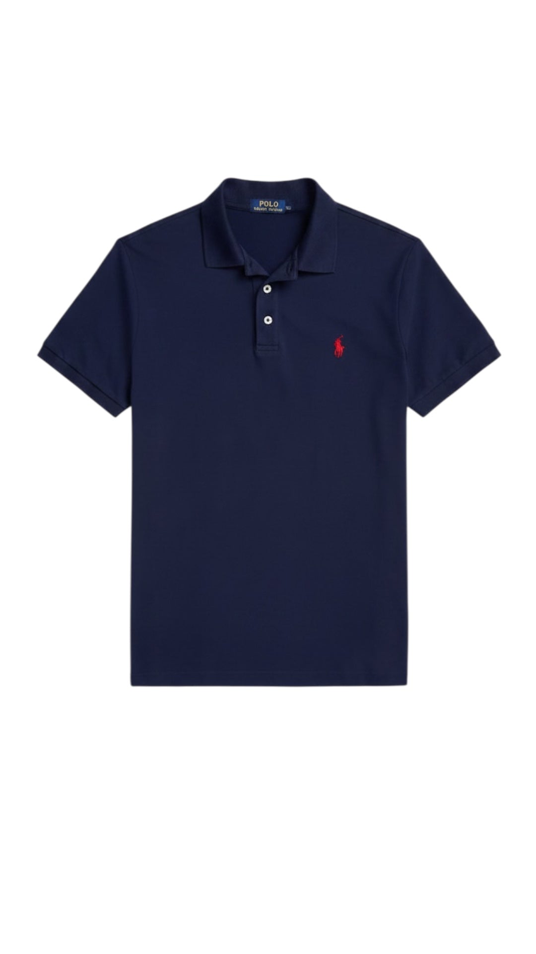 RL NAVY BLUE POLO SHIRT - RED LOGO