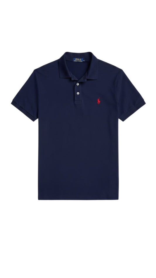RL NAVY BLUE POLO SHIRT - RED LOGO